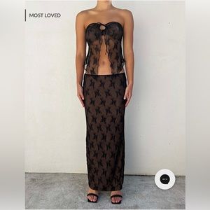 Tiger Mist Karolina black lace set. TOP - size large SKIRT - size small